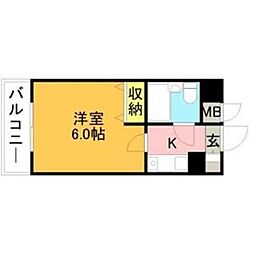 メゾン・ド・天神 1Kの間取図画像