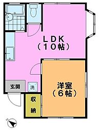 ドミール・エヌC 1LDKの間取図画像