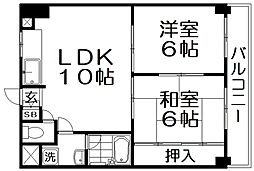 ジョイフル寝屋川 2LDKの間取図画像