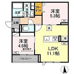 セレスティア荒川N 2LDKの間取図画像