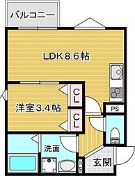 仮)La-Crea池田リーフィア 1LDKの間取図画像