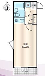 チロル ワンルームの間取図画像