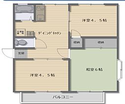ハナブサハイツA棟 3DKの間取図画像