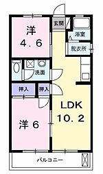 メゾン伊奈平 1階2LDKの間取り