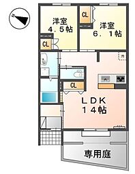 アイリスあざみ野 2LDKの間取図画像