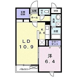 シエル・ブルーA 1LDKの間取図画像