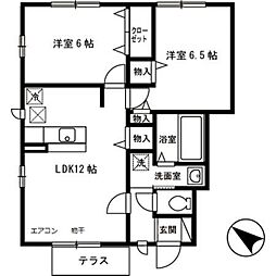 プランドールB 2LDKの間取図画像