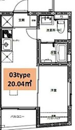 nouvelle ville 六町 1DKの間取図画像