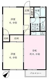 光ハイツ 2DKの間取図画像
