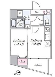レピュア東向島 9階1DKの間取り