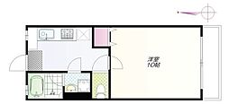 月村マンションNo.5 1Kの間取図画像