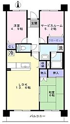 与野本町ハイツ 2SLDKの間取図画像