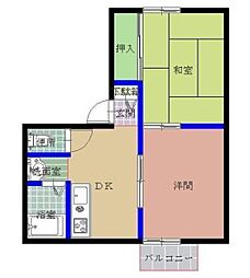 サンフラット 1階2Kの間取り