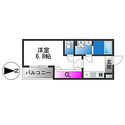 アプローズ新深江 1Kの間取図画像