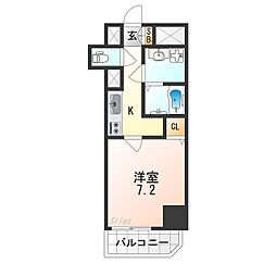 Halu花園町 1Kの間取図画像