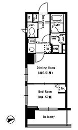 パークキューブ上野 1DKの間取図画像