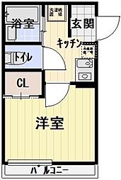 リリーヴェール平和橋 1Kの間取図画像