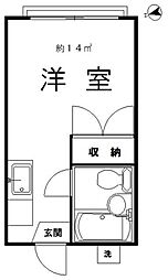リバティ・ハウス ワンルームの間取図画像