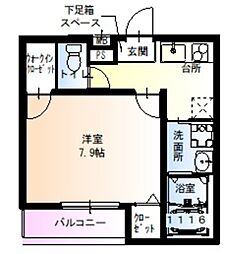 フジパレス大桐5番館 1Kの間取図画像