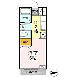 ハーミテージ 1Kの間取図画像