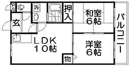 サンライズ・マゼミ 2LDKの間取図画像