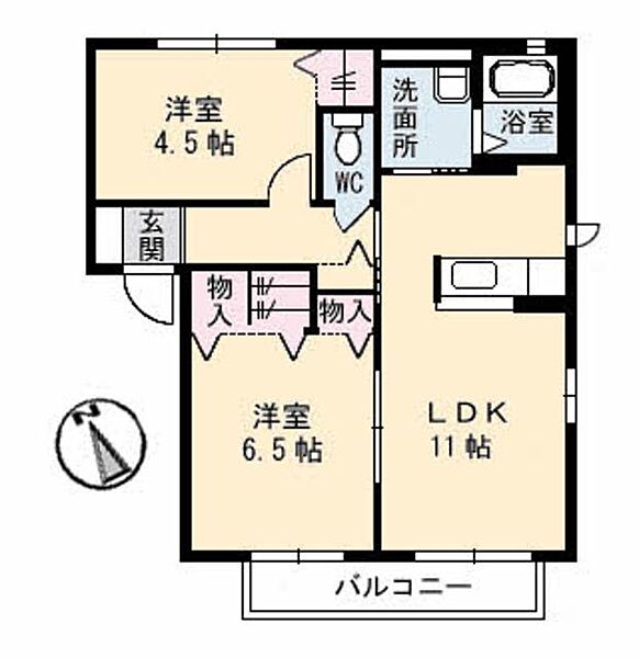 グランマスト広駅前　Ｂ B0102｜広島県呉市広駅前１丁目(賃貸アパート2LDK・1階・54.07㎡)の写真 その2