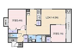 アプローズ清荒神 2LDKの間取図画像