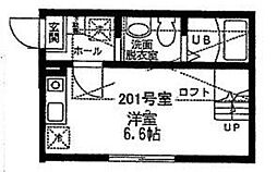 ハーミットクラブハウスパール ワンルームの間取図画像