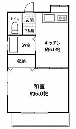 さつき荘 1DKの間取図画像