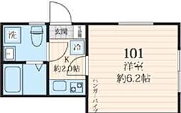 ミレハイムB 1Kの間取図画像