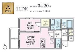 アイルグランデ赤羽 2階1LDKの間取り