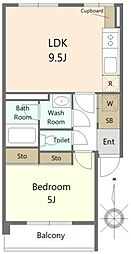 ときわ台ローヤルコーポ 6階1LDKの間取り
