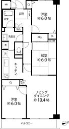 岸根公園ハイツ 3LDKの間取図画像