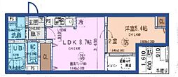 コスモクレスト清水丘 1LDKの間取図画像