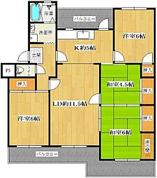 長丘ハイツ8 4LDKの間取図画像