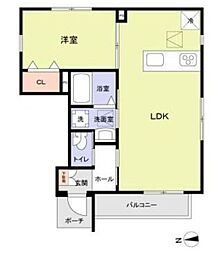 エスポワール西新井 1LDKの間取図画像