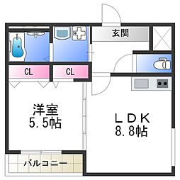 フジパレス住吉山之内 1LDKの間取図画像