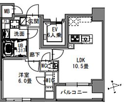 エスレジデンス新御徒町イースト 5階1LDKの間取り