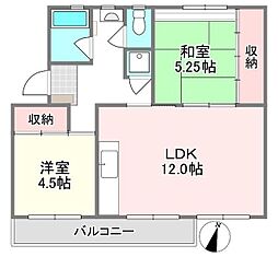 草加旭町団地18号棟 2LDKの間取図画像