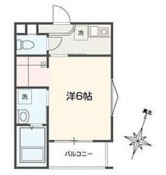 MELLAS北与野 1Kの間取図画像