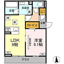 エスペリア栄町 1LDKの間取図画像
