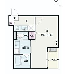 Jack unoki III 1Kの間取図画像