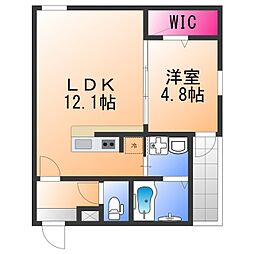 高石市綾園3丁目アパート 1LDKの間取図画像