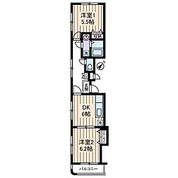パレドール・タケダ 2階2DKの間取り