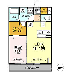 ラフィネ宿河原 1LDKの間取図画像