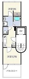 YSTerrace 1DKの間取図画像