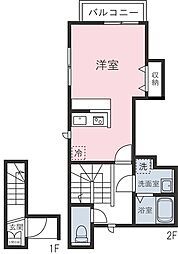 レフィナード小竹 2階ワンルームの間取り