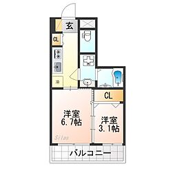 MJC京都EsTRUTH 2Kの間取図画像