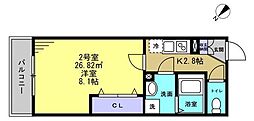 AJ津田沼018 1Kの間取図画像
