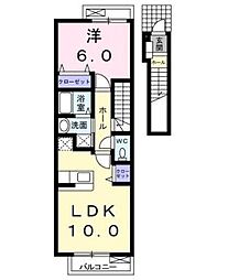 アルドール 2階1LDKの間取り